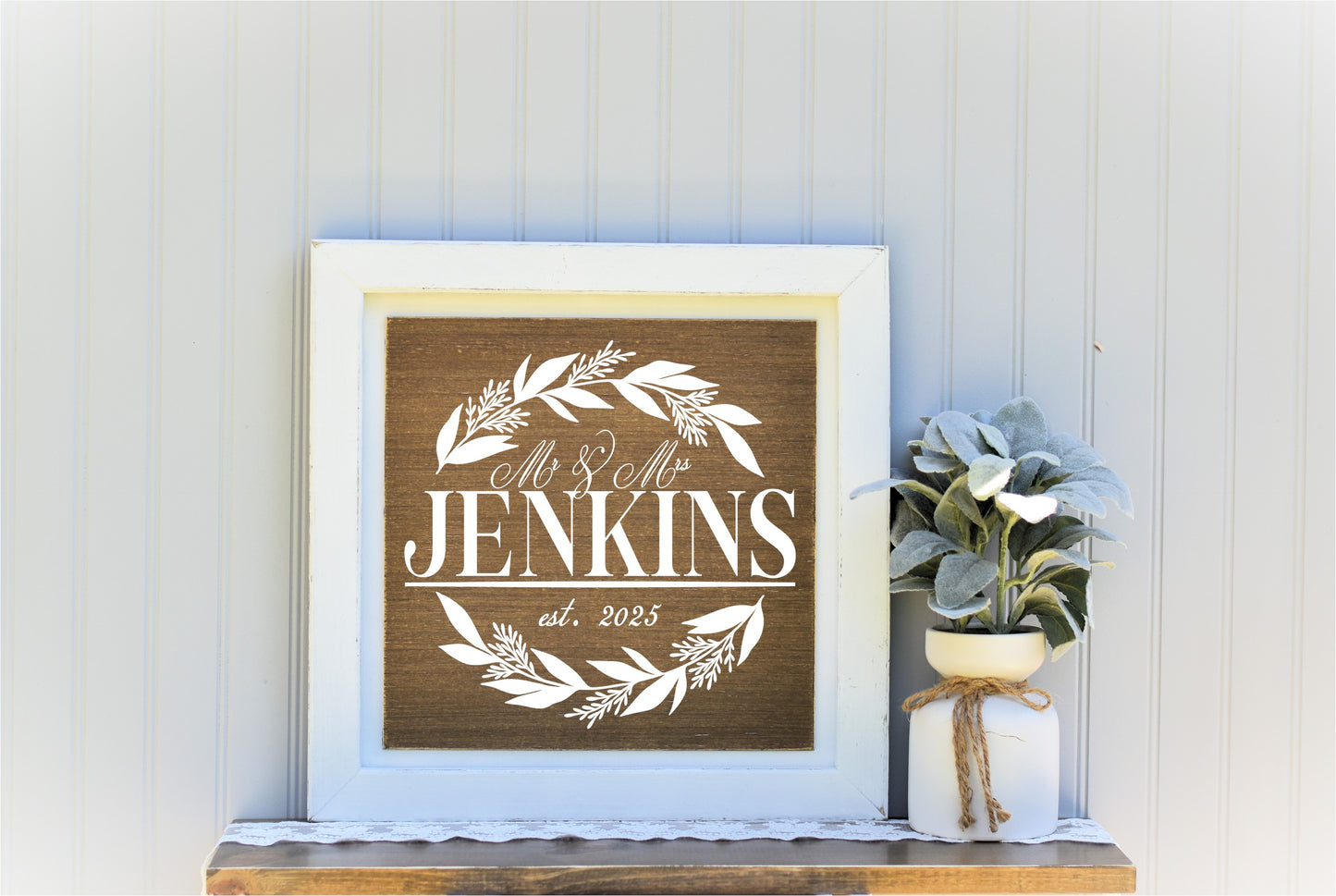 16X16 Framed Wood Last Name Sign 1