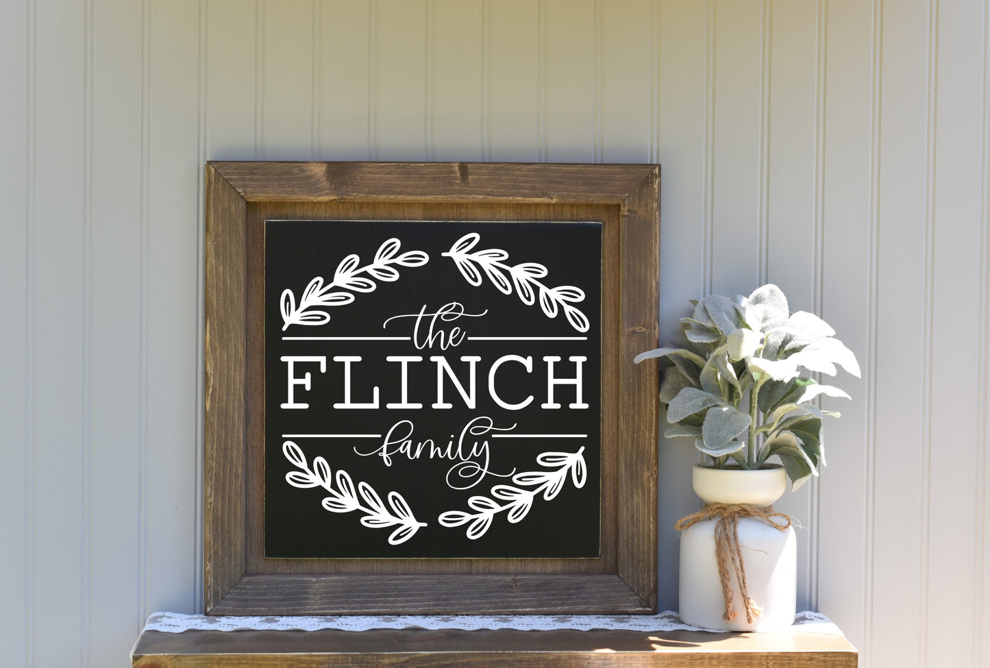 16X16 Framed Wood Last Name Sign 4