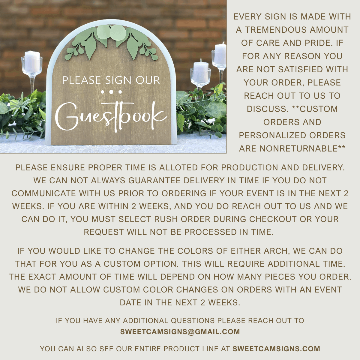 3D Arched Please Sign Our Guestbook Wedding Sign | Modern Tabletop Eucalyptus Reception Decor