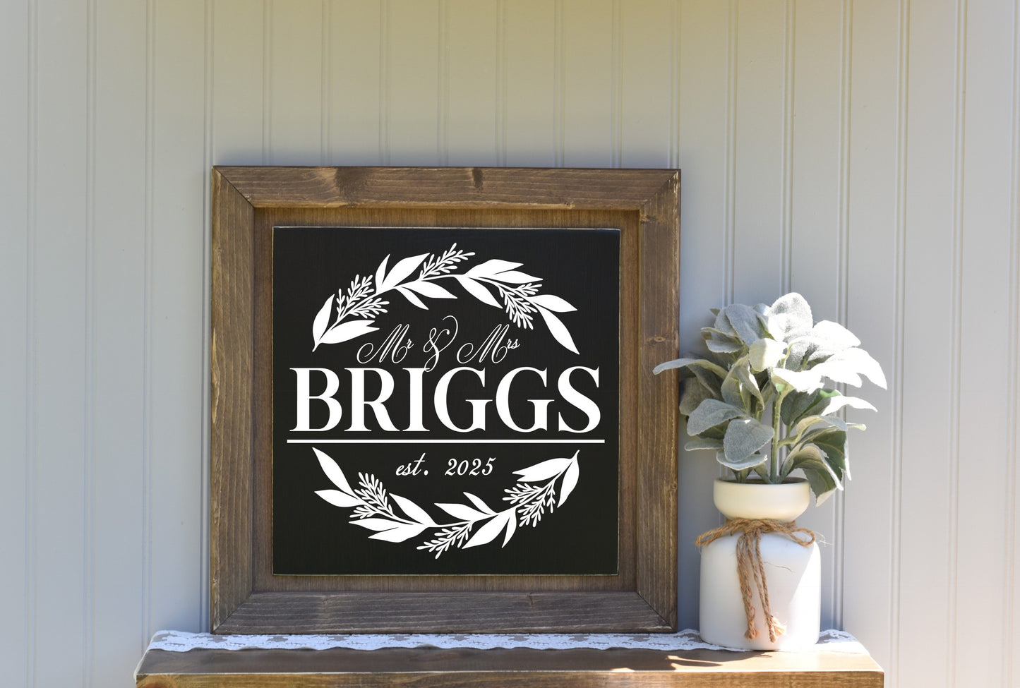 16X16 Framed Wood Last Name Sign 1
