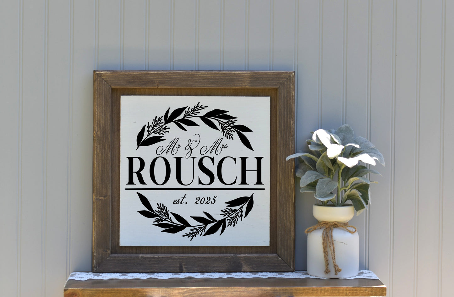 16X16 Framed Wood Last Name Sign 1