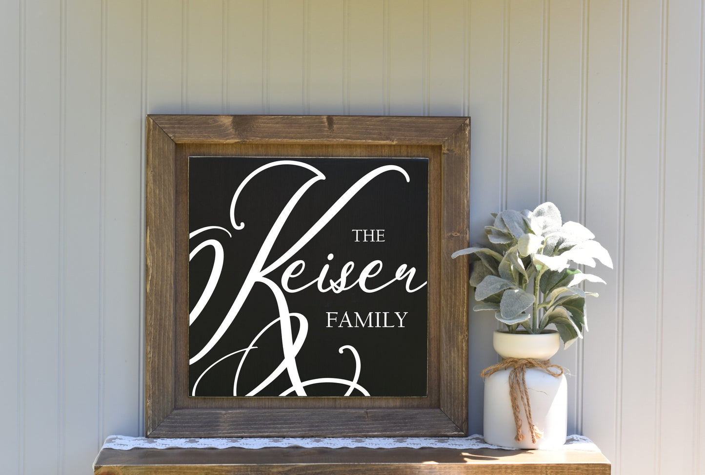 16X16 Framed Wood Last Name Sign 2