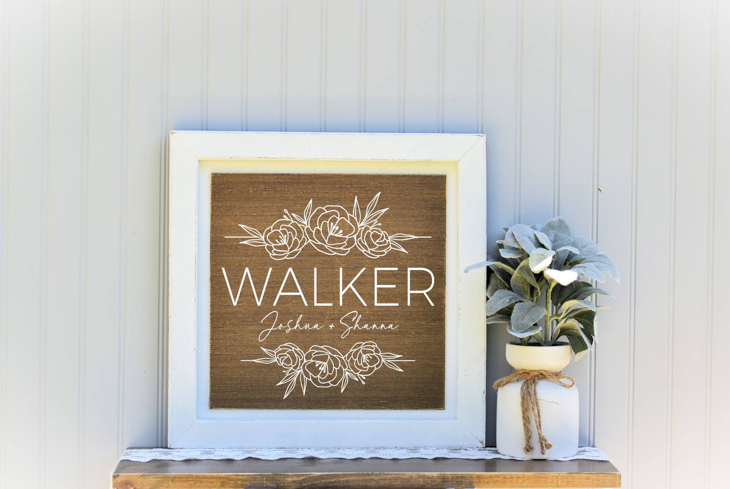 16X16 Framed Wood Last Name Sign 3