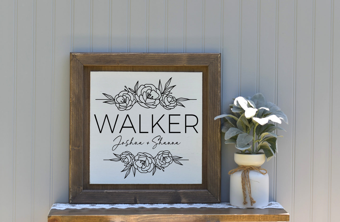 16X16 Framed Wood Last Name Sign 3