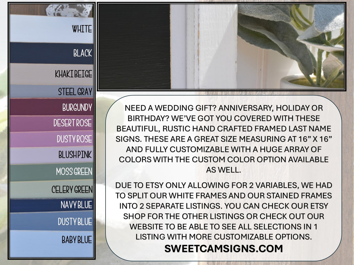 16X16 Framed Wood Last Name Sign 1