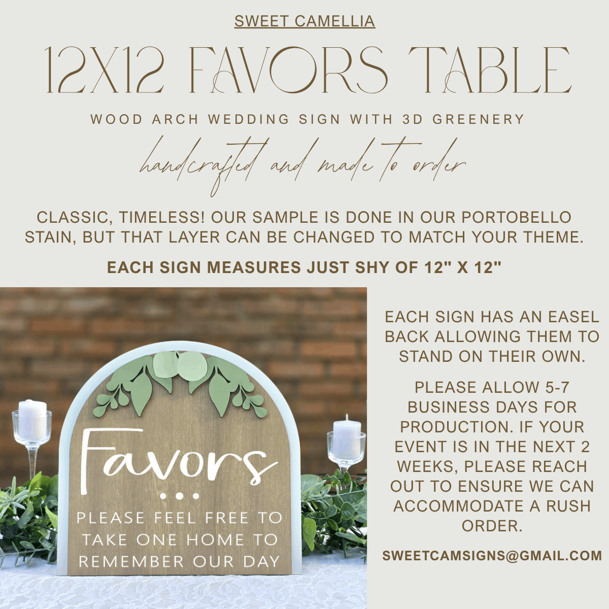 3D Arched Wedding Favor Sign | Modern Eucalyptus Tabletop Decor