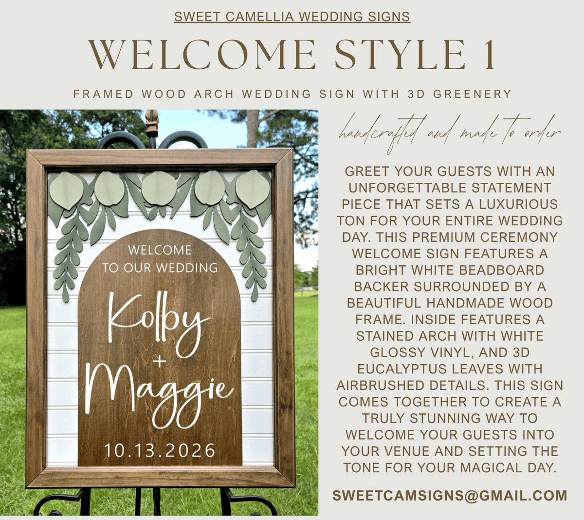 3D Framed Welcome Style 1 Wedding Sign | Grand Entrance Ceremony Decor | Portobello Botanical Suite