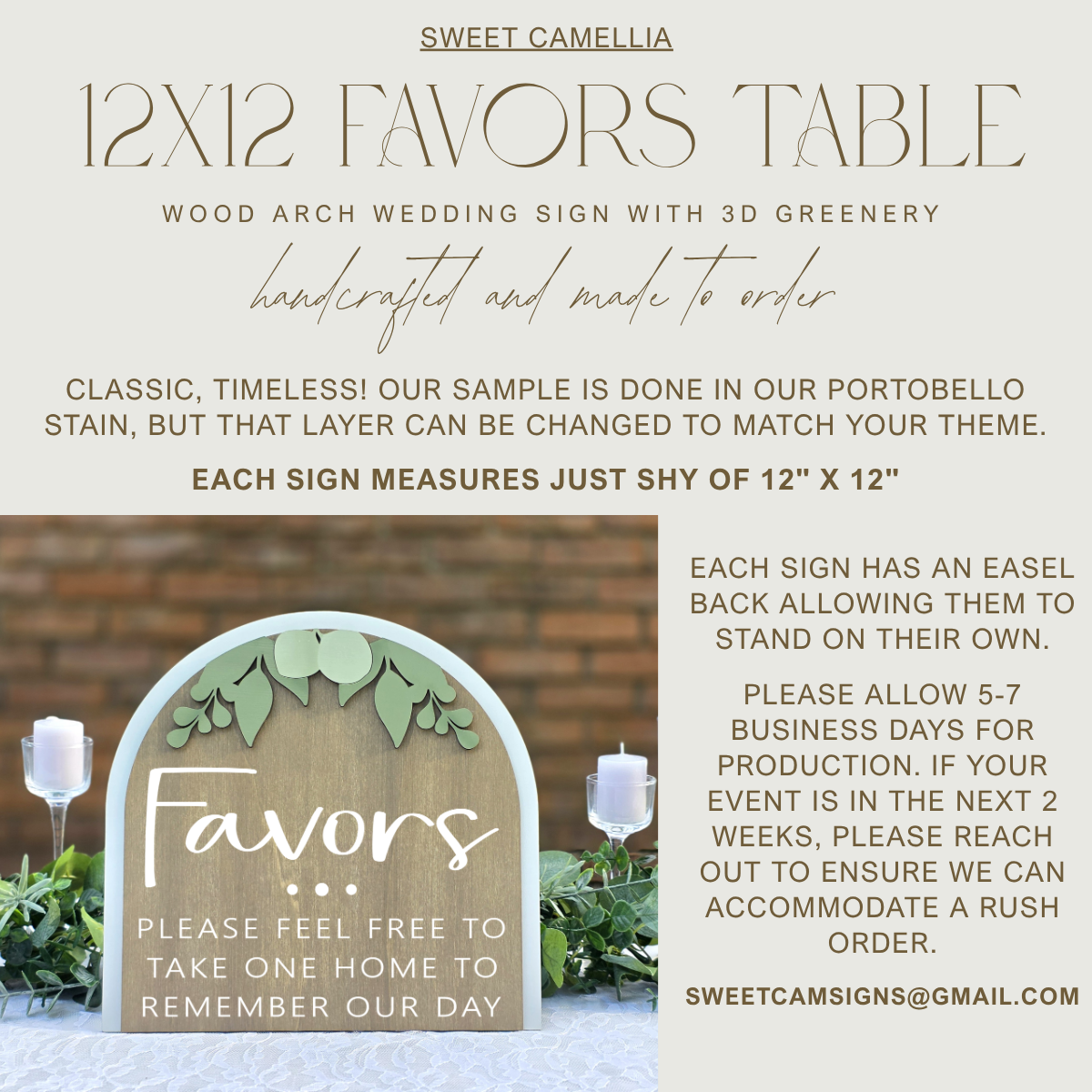 3D Arched Wedding Favor Sign | Modern Eucalyptus Tabletop Decor