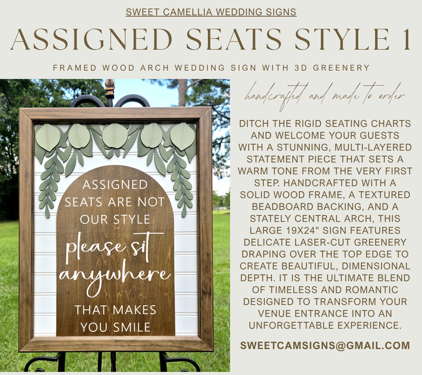 3D Framed Assigned Seats Are Not Our Style Wedding Sign | Open Seating Ceremony Decor | Portobello Botanical Suite