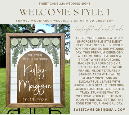 3D Framed Welcome Style 1 Wedding Sign | Grand Entrance Ceremony Decor | Portobello Botanical Suite (Copy)