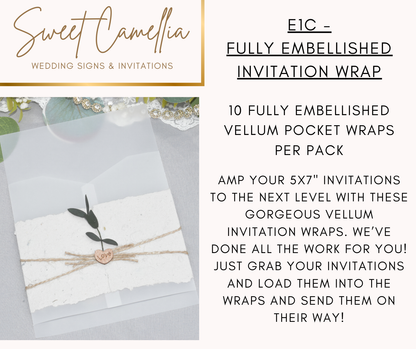 *FULLY EMBELLISHED, POCKET STYLE VELLUM WRAP - LIMITED TIME - E1C*