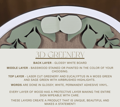 3D Arched Sparkler Send Off Style 1 Wedding Sign | Modern Eucalyptus Table Decor
