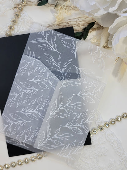 VELLUM WRAP - V1B - WHITE LEAVES PRINTED WRAP