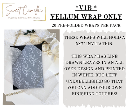 VELLUM WRAP - V1B - WHITE LEAVES PRINTED WRAP