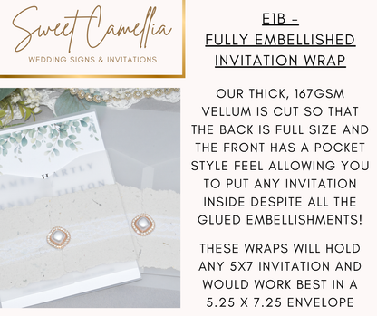 *FULLY EMBELLISHED, POCKET STYLE VELLUM WRAP - LIMITED TIME - E1B*