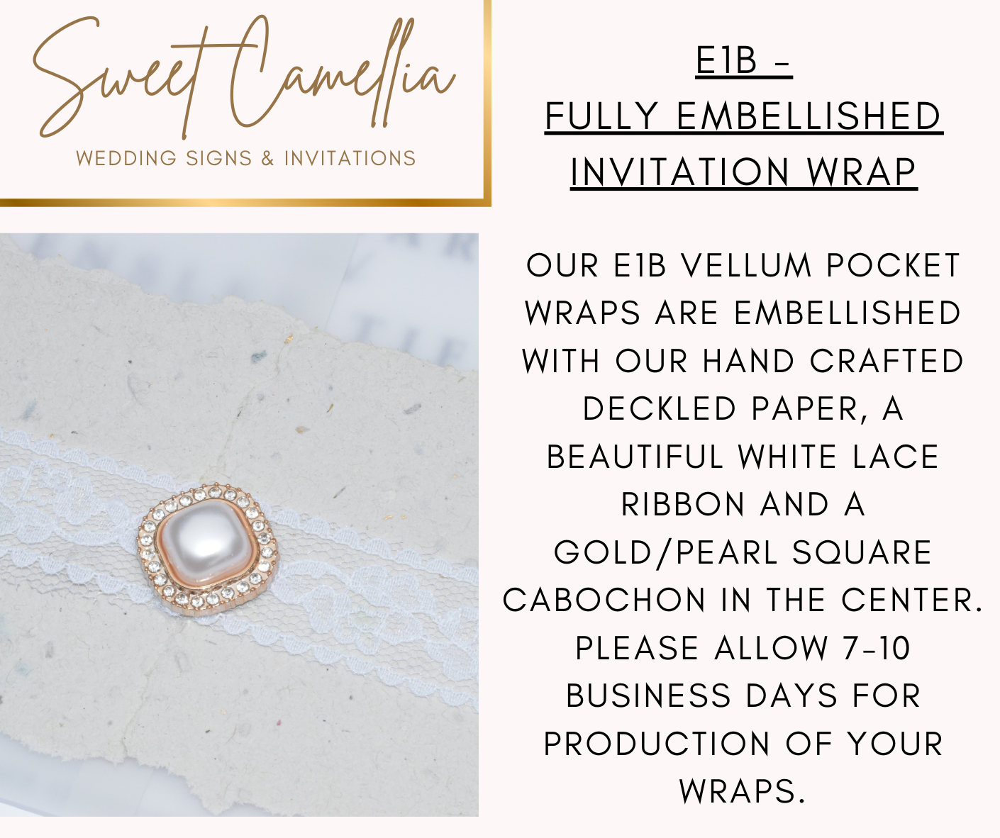 *FULLY EMBELLISHED, POCKET STYLE VELLUM WRAP - LIMITED TIME - E1B*