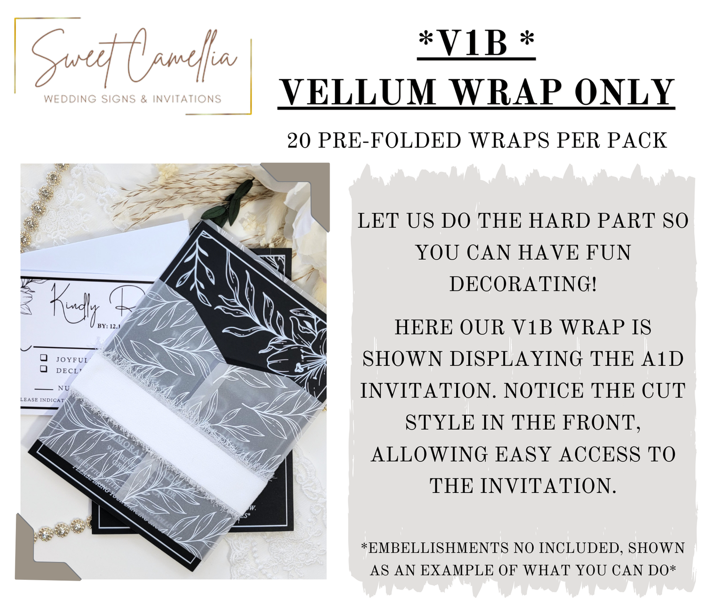 VELLUM WRAP - V1B - WHITE LEAVES PRINTED WRAP