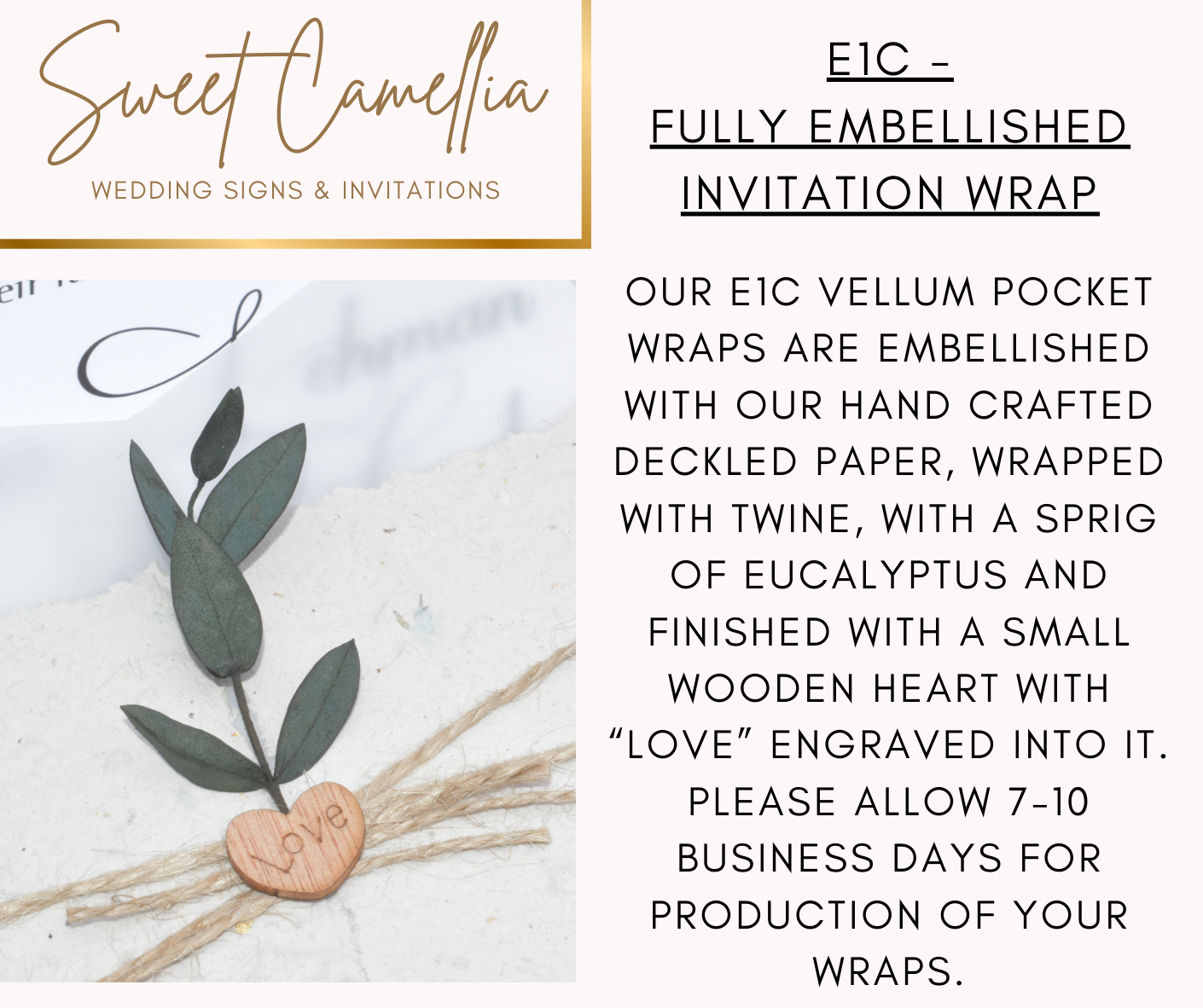 *FULLY EMBELLISHED, POCKET STYLE VELLUM WRAP - LIMITED TIME - E1C*