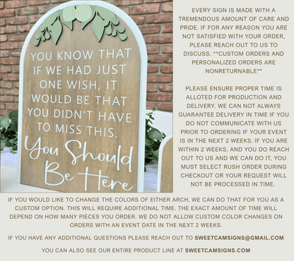 3D Arched Memorial Sign Bundle | Tabletop Clothespin Photo Holders Suite | You Should Be Here