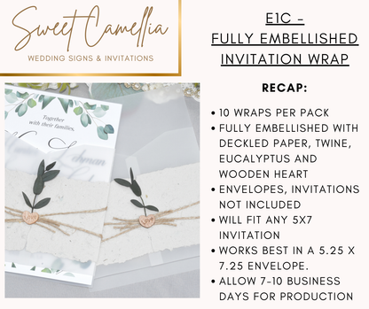 *FULLY EMBELLISHED, POCKET STYLE VELLUM WRAP - LIMITED TIME - E1C*