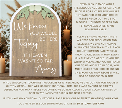 3D Arched Loving Memory Wedding Sign | Modern Eucalyptus Memorial Table Decor