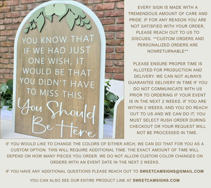 3D Arched Memorial Sign Bundle | Tabletop Clothespin Photo Holders Suite | You Should Be Here
