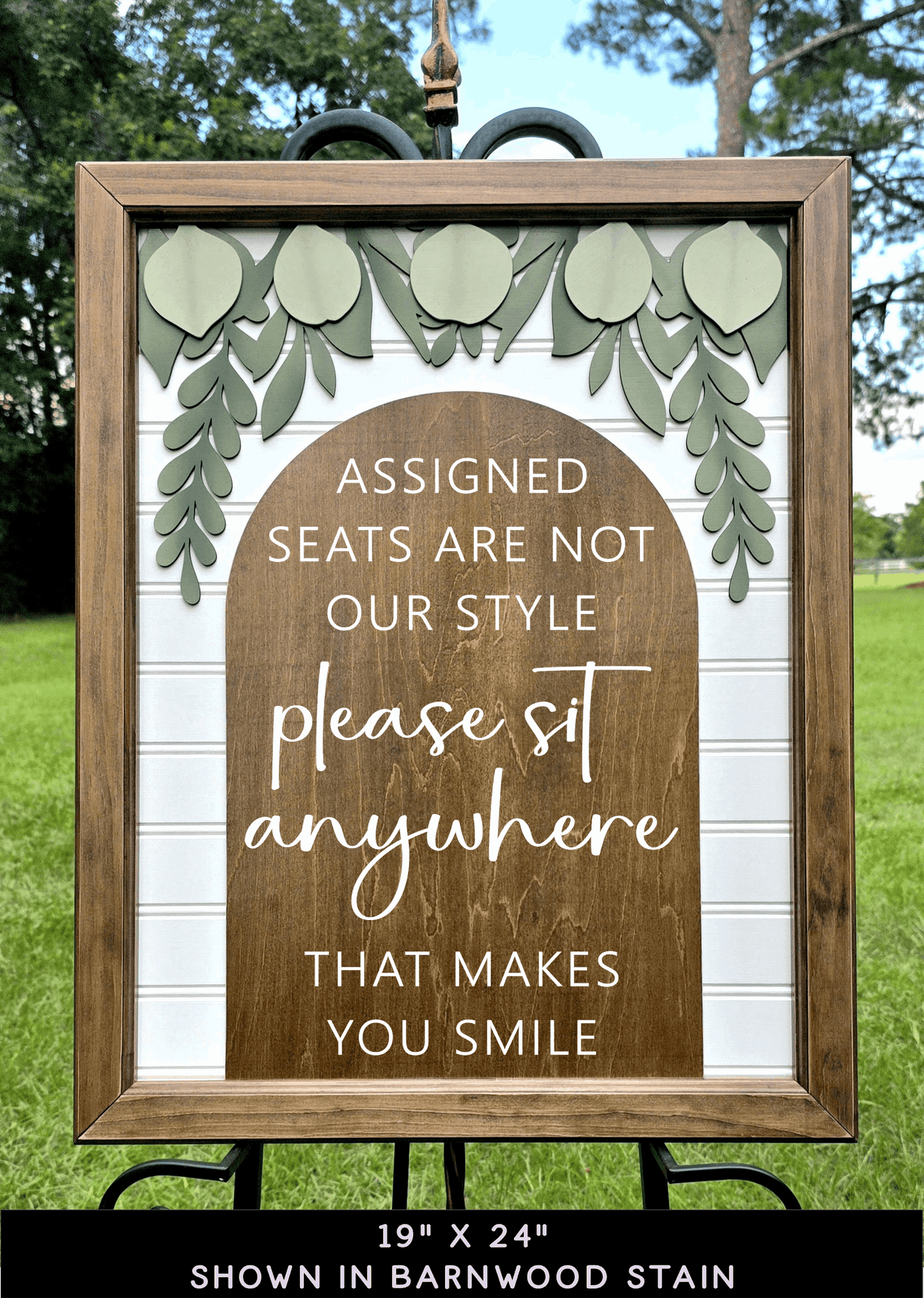 3D Framed Assigned Seats Are Not Our Style Wedding Sign | Open Seating Ceremony Decor | Portobello Botanical Suite