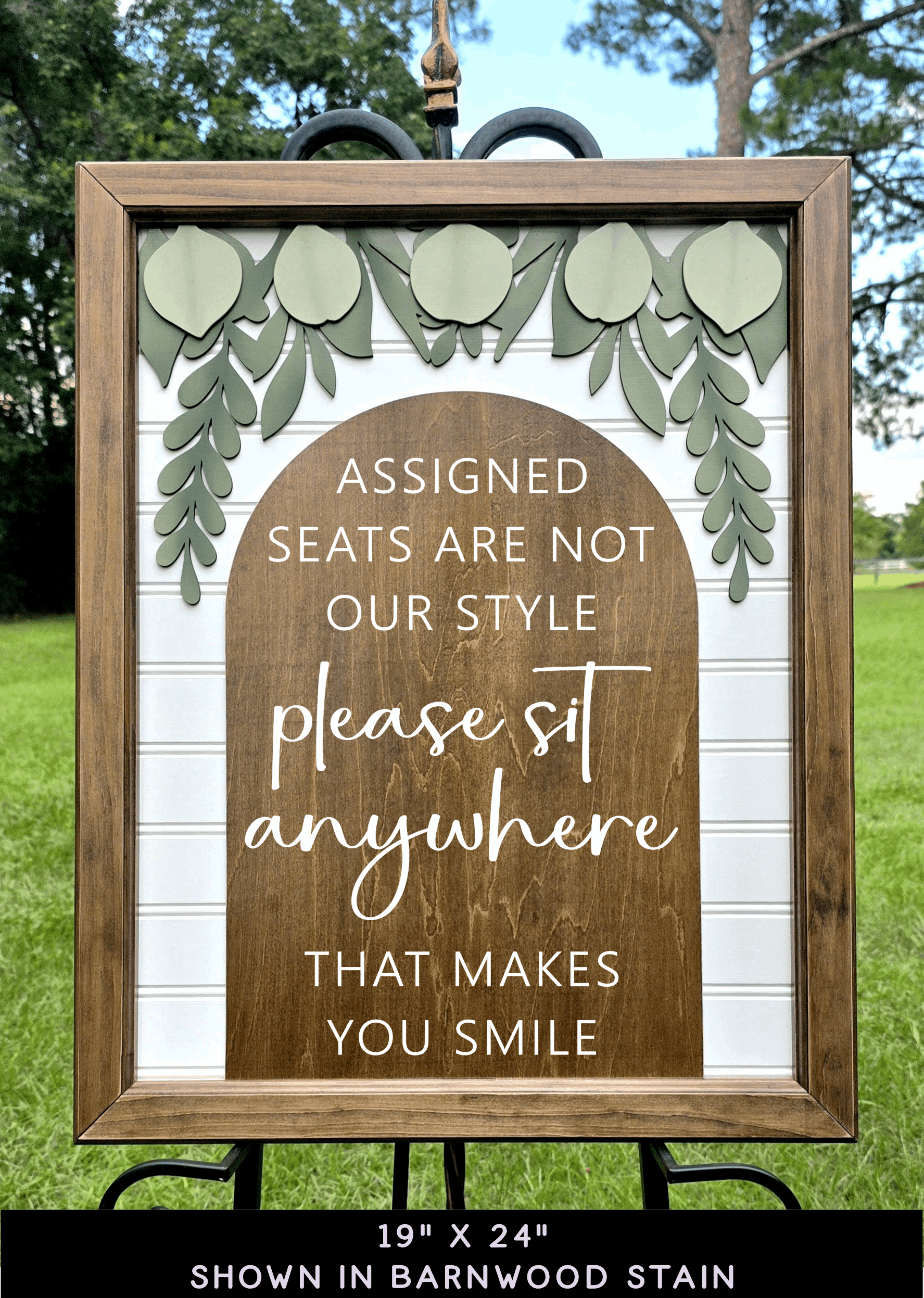 3D Framed Assigned Seats Are Not Our Style Wedding Sign | Open Seating Ceremony Decor | Portobello Botanical Suite