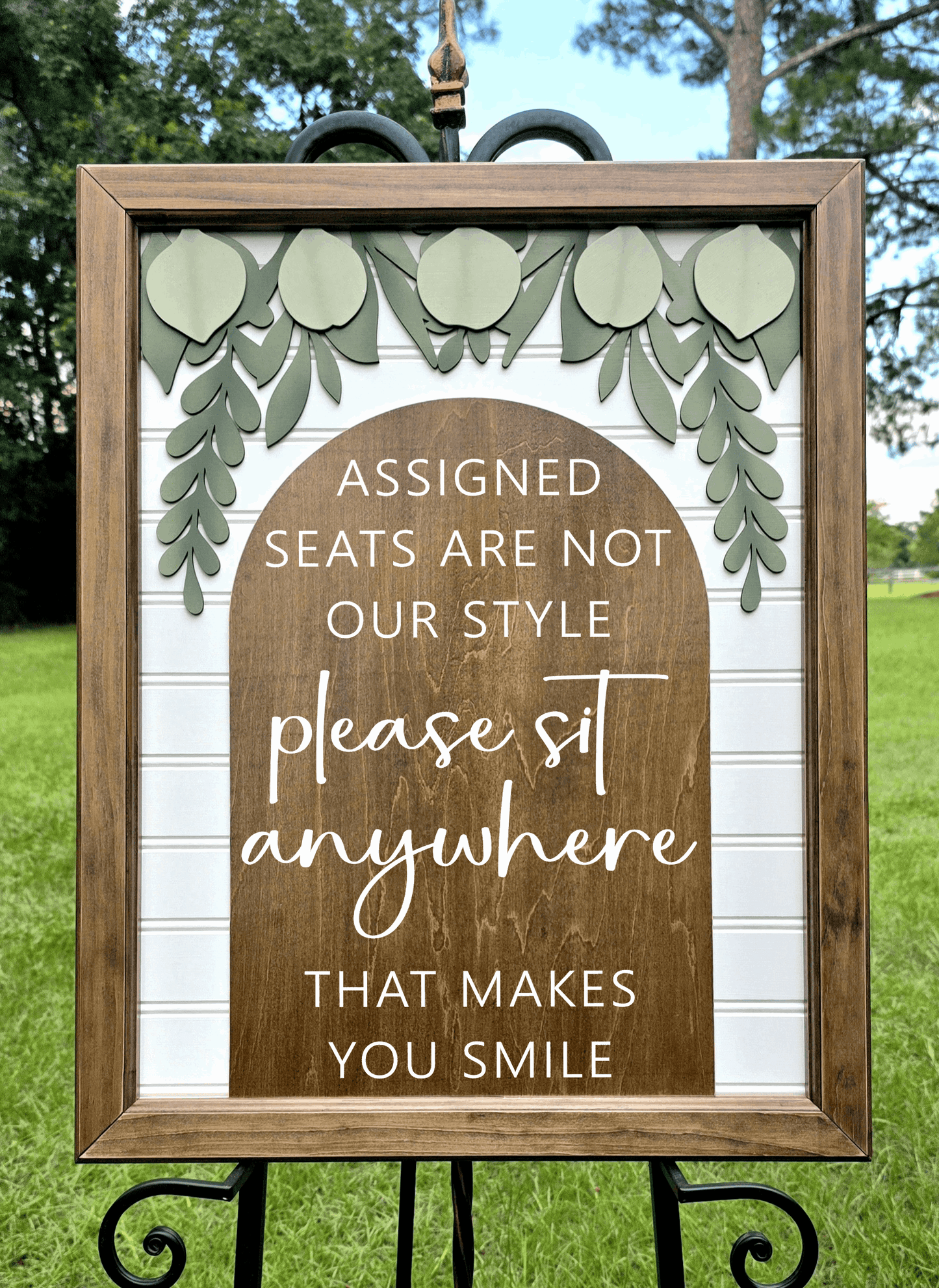 3D Framed Assigned Seats Are Not Our Style Wedding Sign | Open Seating Ceremony Decor | Portobello Botanical Suite