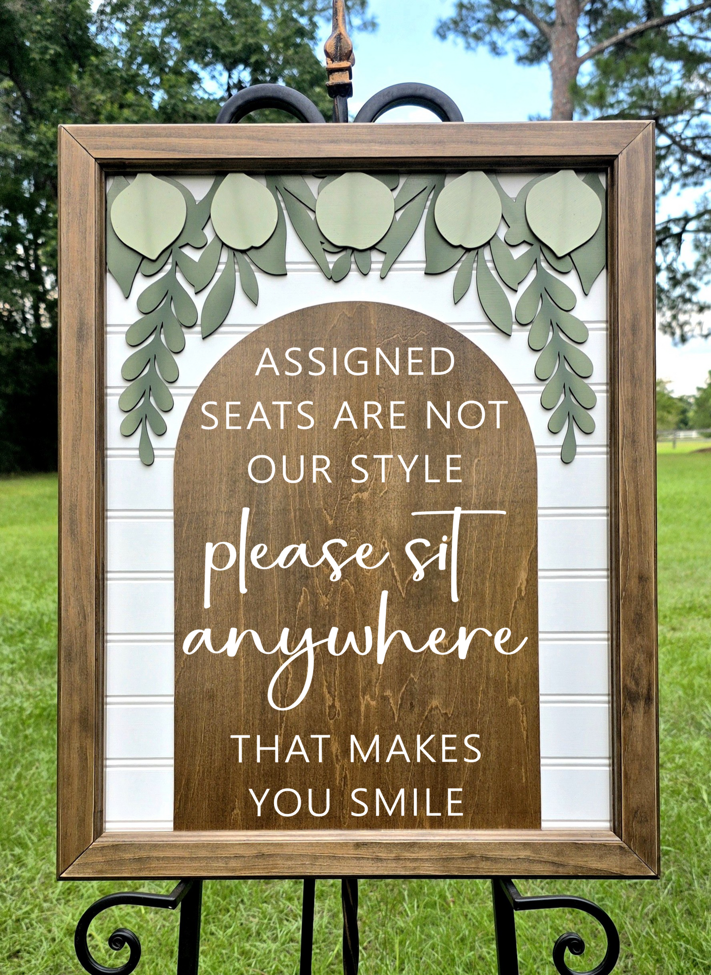 3D Framed Assigned Seats Are Not Our Style Wedding Sign | Open Seating Ceremony Decor | Portobello Botanical Suite