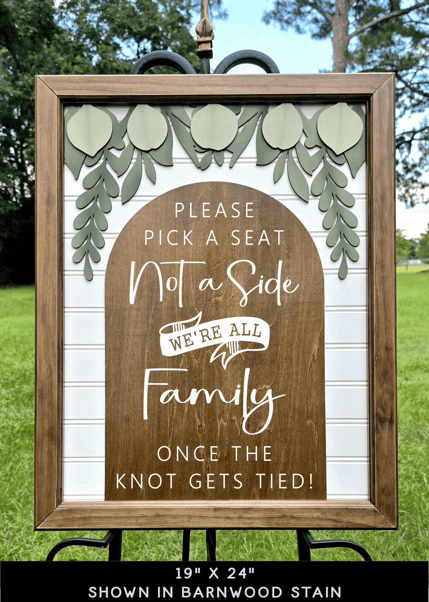 3D Framed Pick a Seat Not a Side Wedding Sign | Open Seating Ceremony Decor | Portobello Botanical Suite