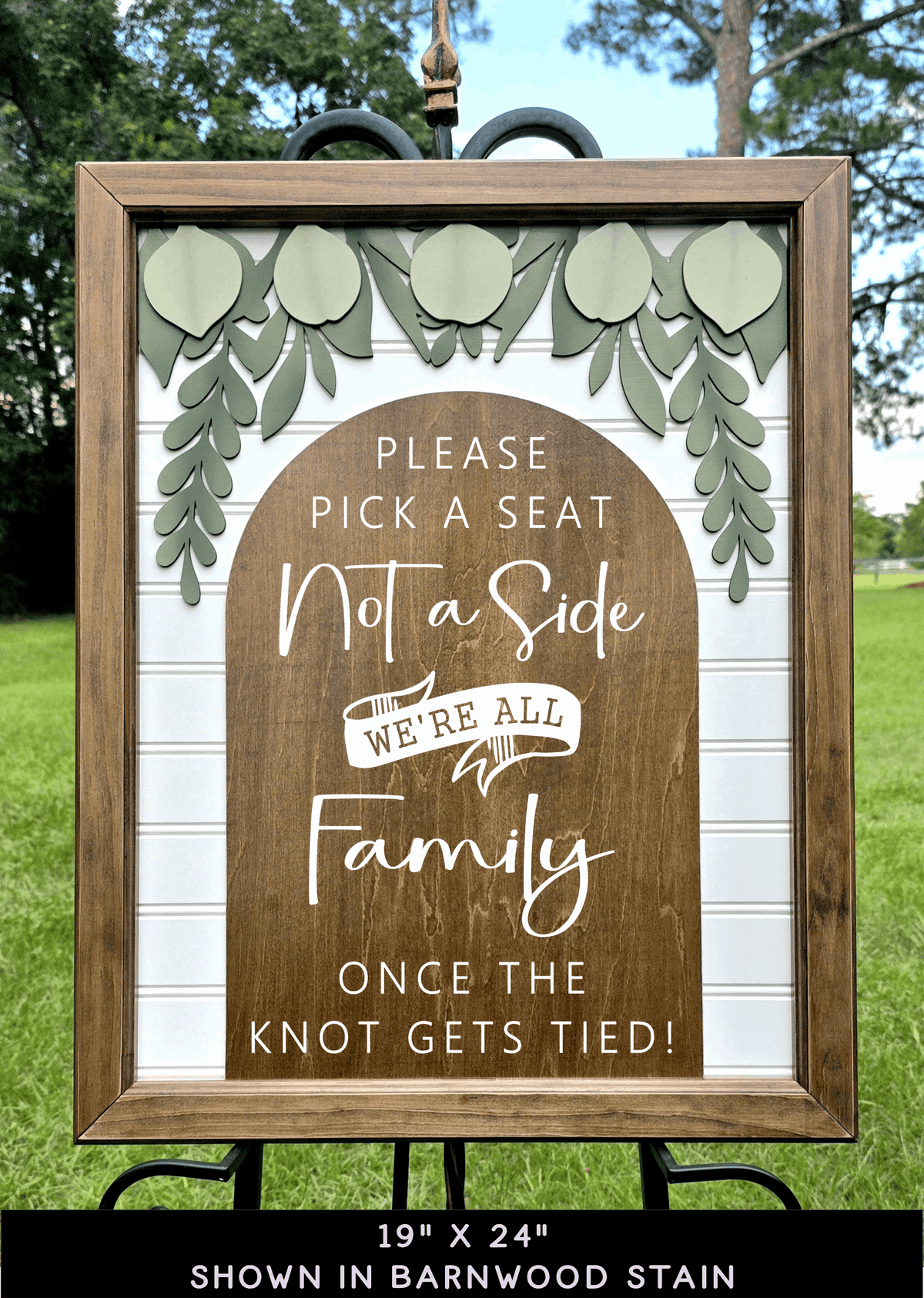 3D Framed Pick a Seat Not a Side Wedding Sign | Open Seating Ceremony Decor | Portobello Botanical Suite