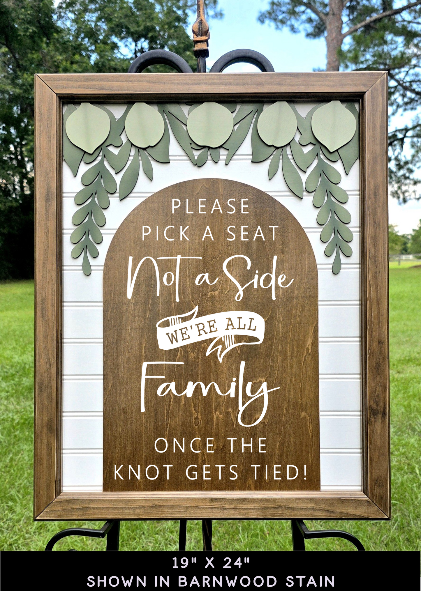 3D Framed Pick a Seat Not a Side Wedding Sign | Open Seating Ceremony Decor | Portobello Botanical Suite