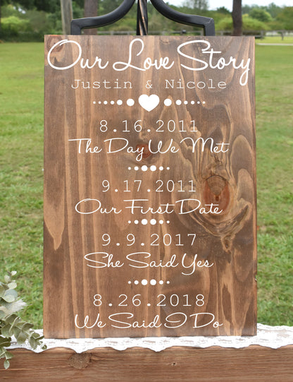 *CLSC* Our Love Story Style 1 Sign - Stain