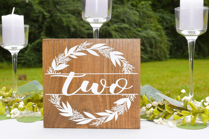 Split Wreath Style 1 Wood Table Numbers