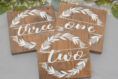 Split Wreath Style 1 Wood Table Numbers