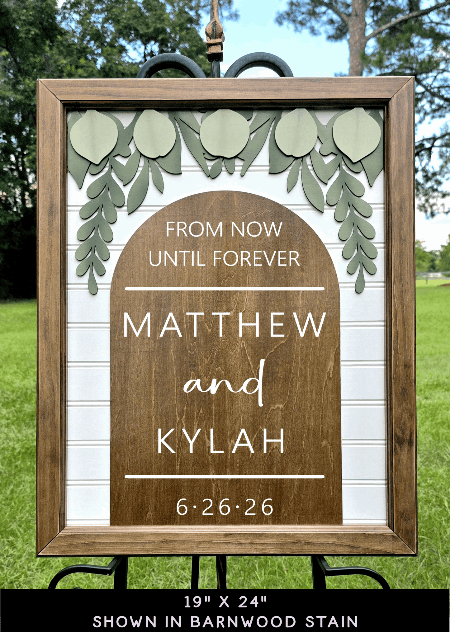 3D Framed From Now Until Forever Wedding Welcome Sign | Premium Wood Framed Wedding Decor | Eucalyptus Ceremony