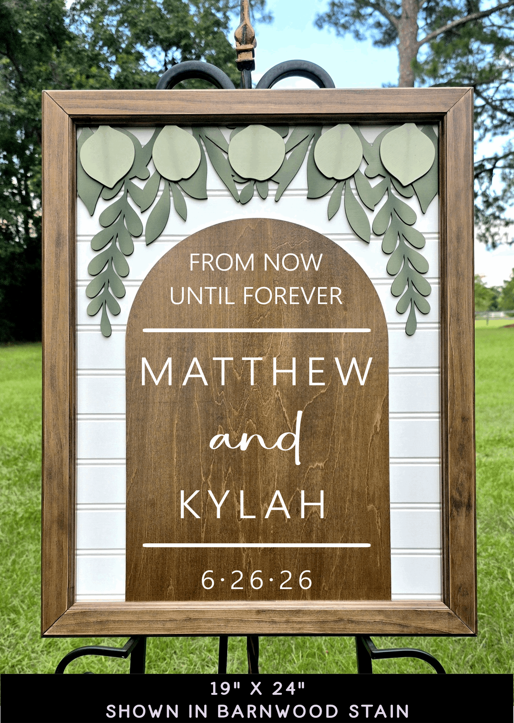 3D Framed From Now Until Forever Wedding Welcome Sign | Premium Wood Framed Wedding Decor | Eucalyptus Ceremony