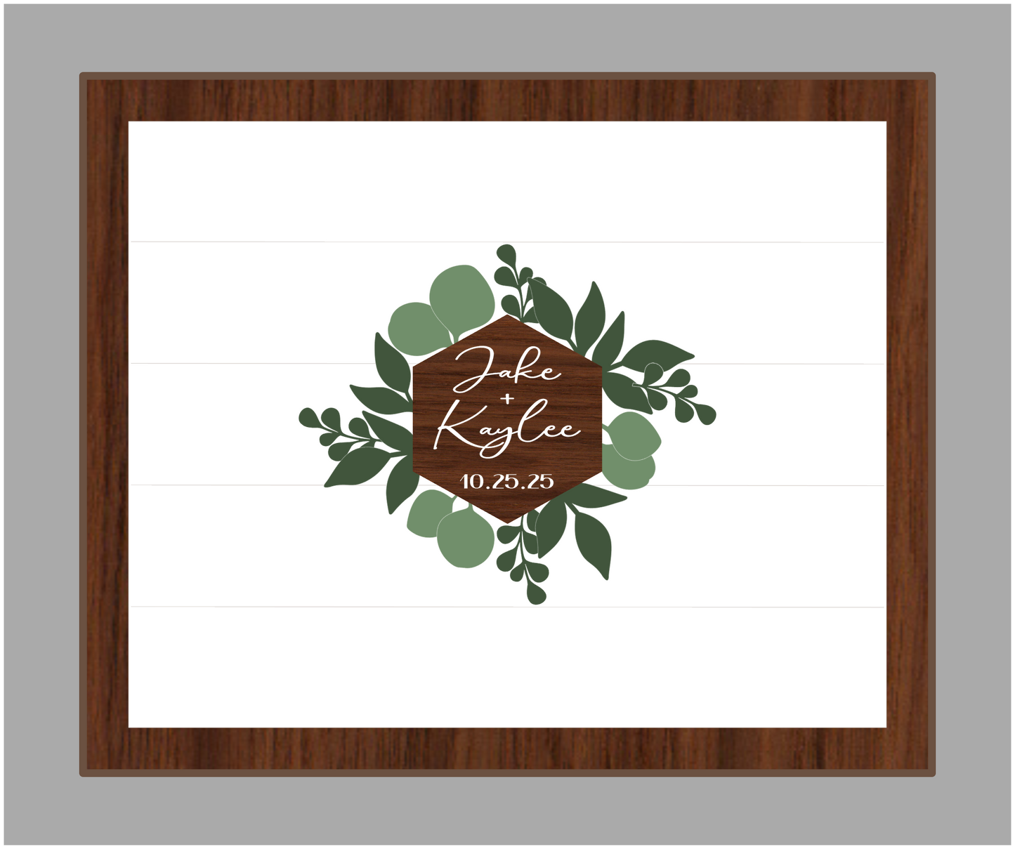 Guestbook Eucalyptus Hexagon Framed Wedding Sign