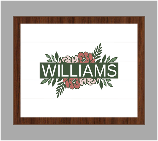 Guestbook Floral Frame with Last Name Framed Wedding Sign