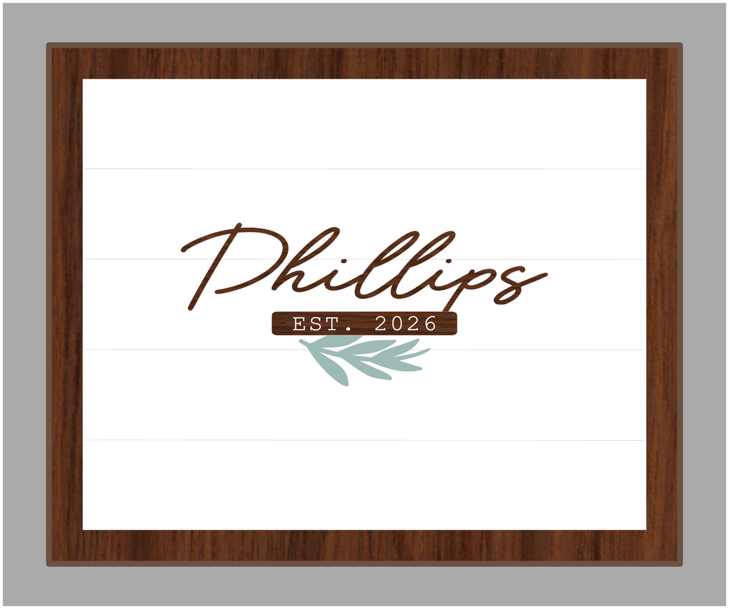 Guestbook Last Name with Laurel Framed Wedding Sign