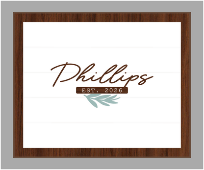 Guestbook Last Name with Laurel Framed Wedding Sign