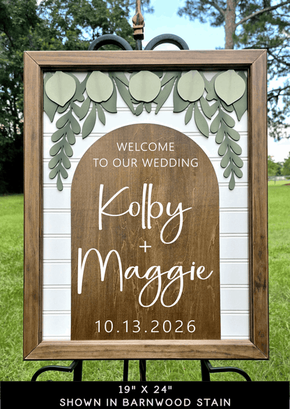 3D Framed Welcome Style 1 Wedding Sign | Grand Entrance Ceremony Decor | Portobello Botanical Suite