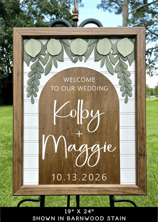 3D Framed Welcome Style 1 Wedding Sign | Grand Entrance Ceremony Decor | Portobello Botanical Suite