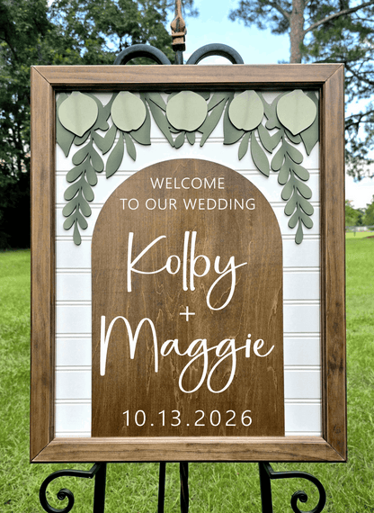 3D Framed Welcome Style 1 Wedding Sign | Grand Entrance Ceremony Decor | Portobello Botanical Suite