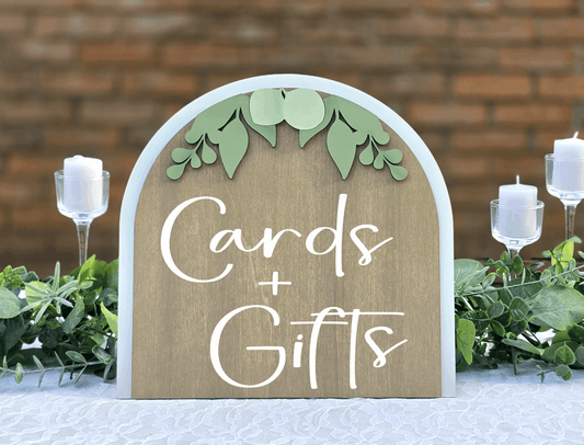 3D Arched Cards and Gifts Wedding Sign | Modern Eucalyptus Decor