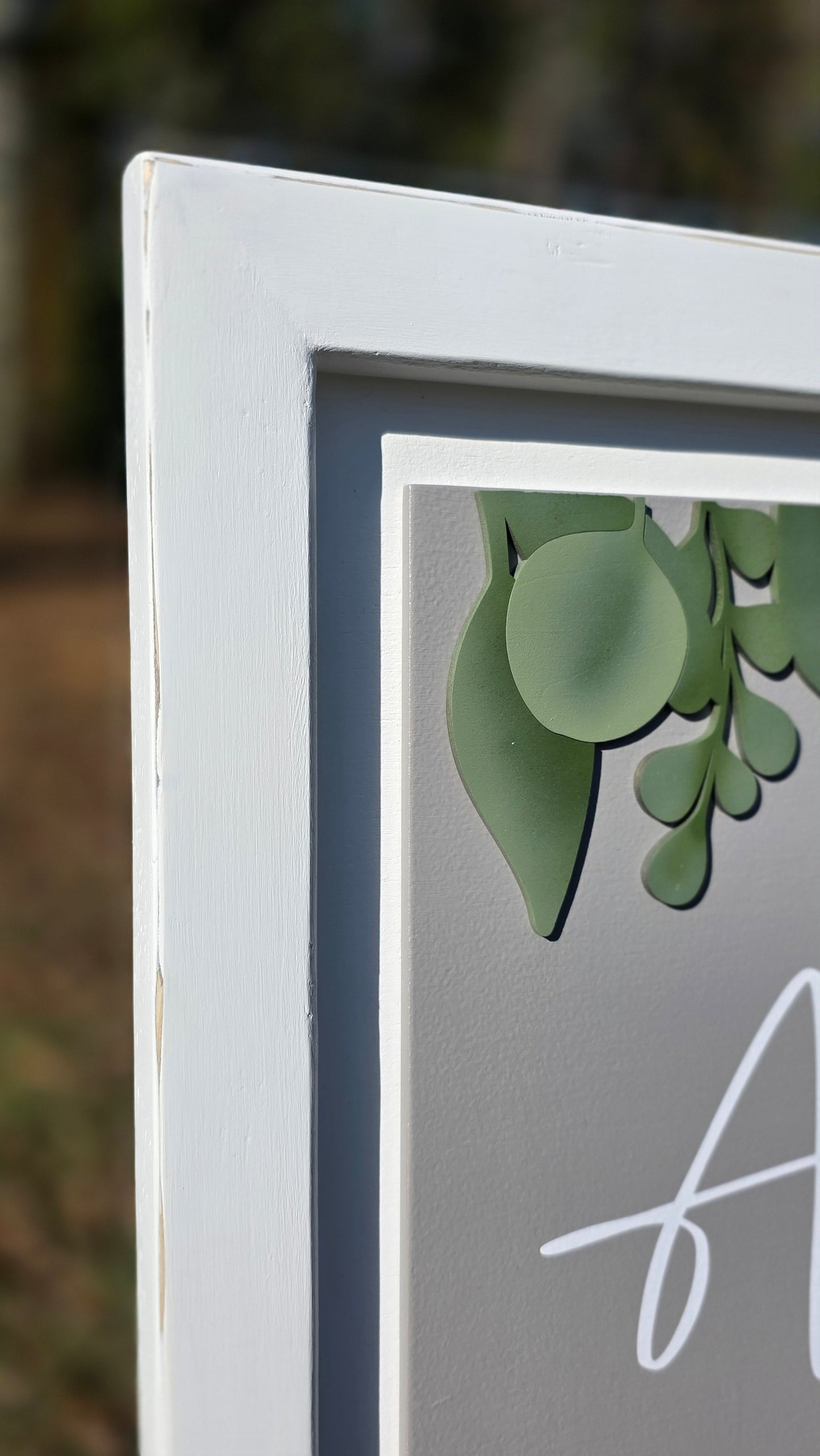 Eucalyptus Assigned Seats White Framed Sign